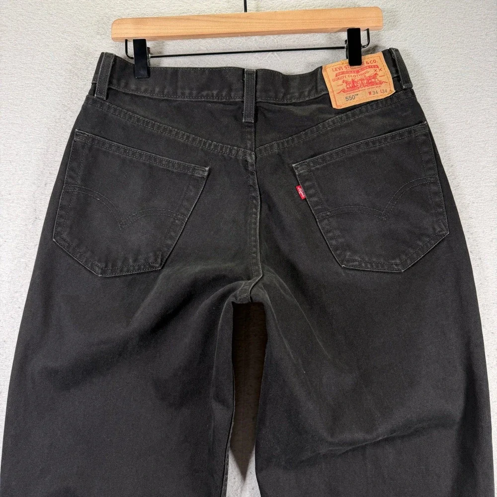 Vintage Levis 550 Relaxed Fit Jeans Mens W34 L34 Black Denim Pants‎ Y2K